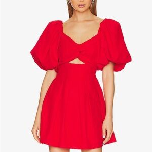 Astr the Label Serilda Red Puff Sleeve Mini Dress